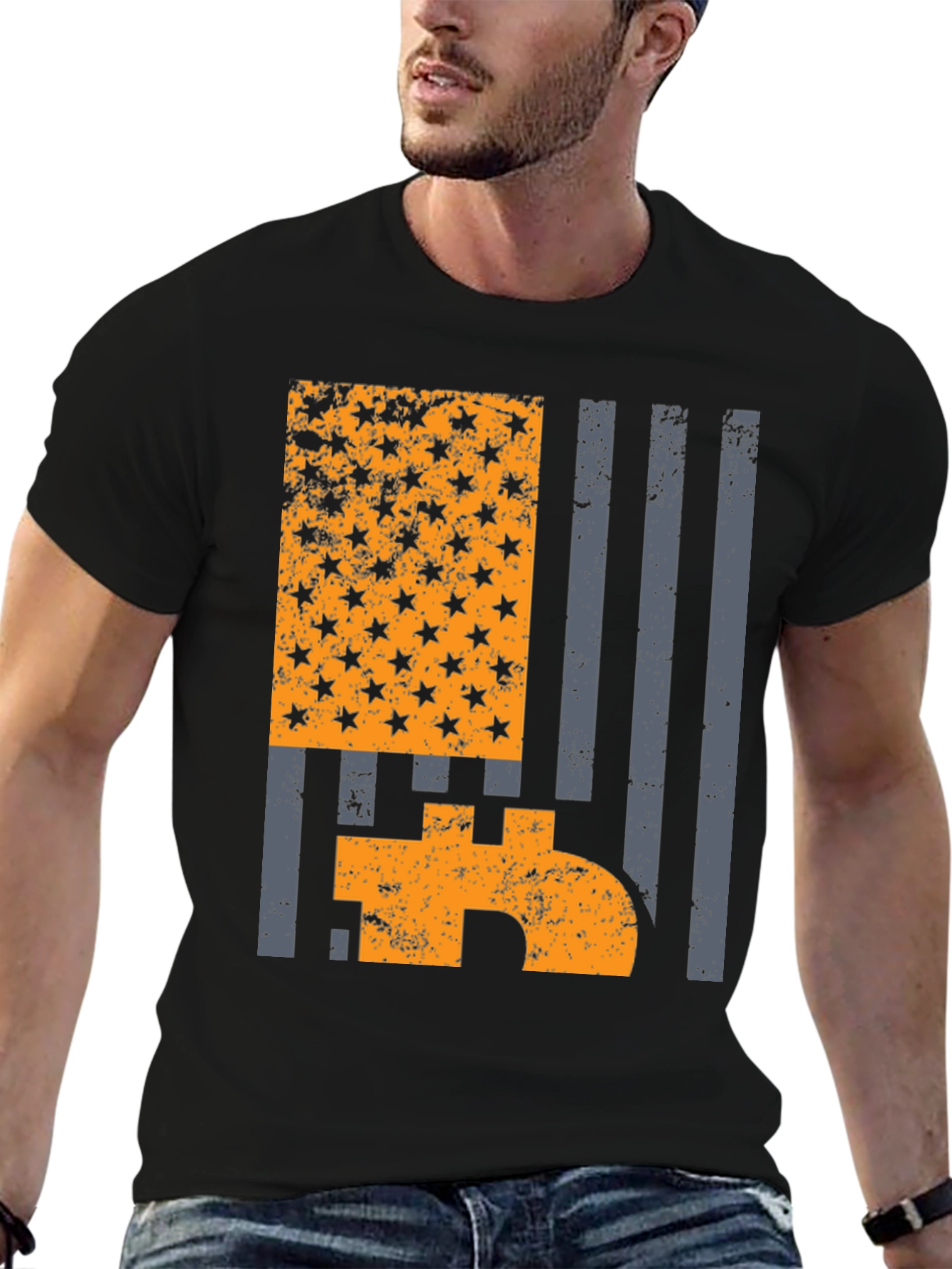 Bitcoin American Flag Graphic T-Shirt