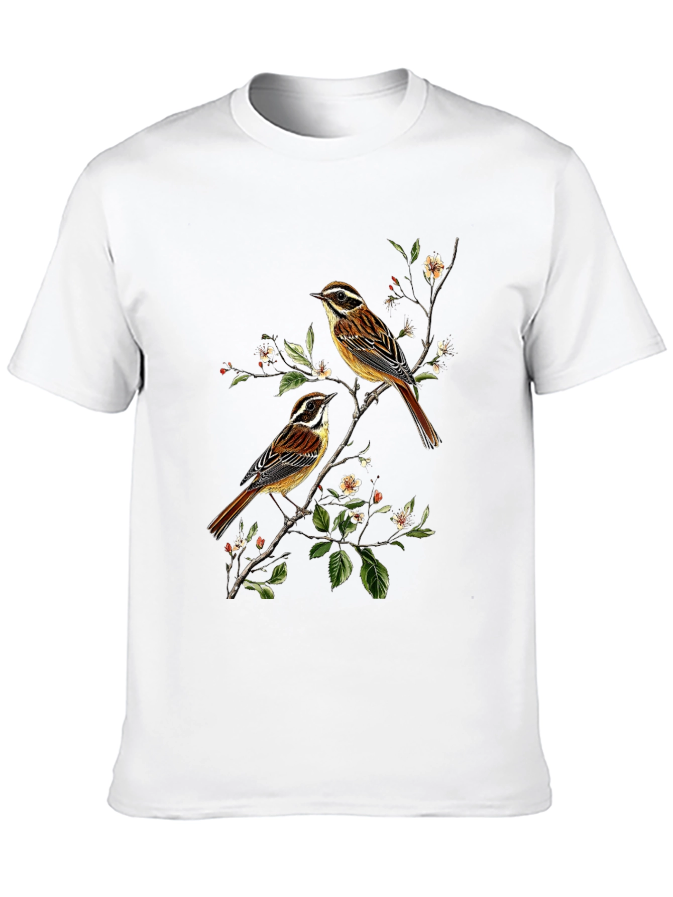 Birds on Branch Graphic Tee - Black Cotton Shirt