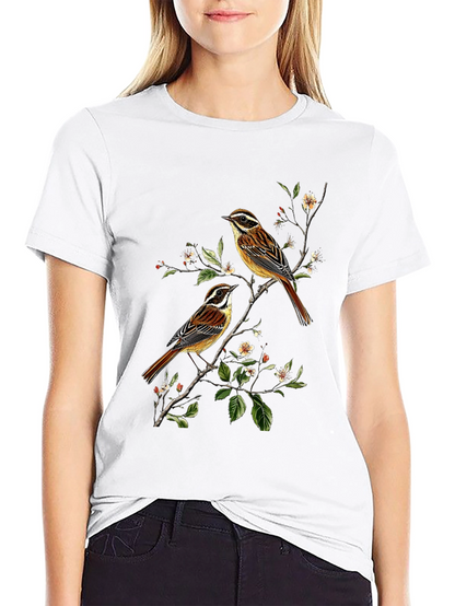 Birds on Branch Graphic Tee - Black Cotton Shirt