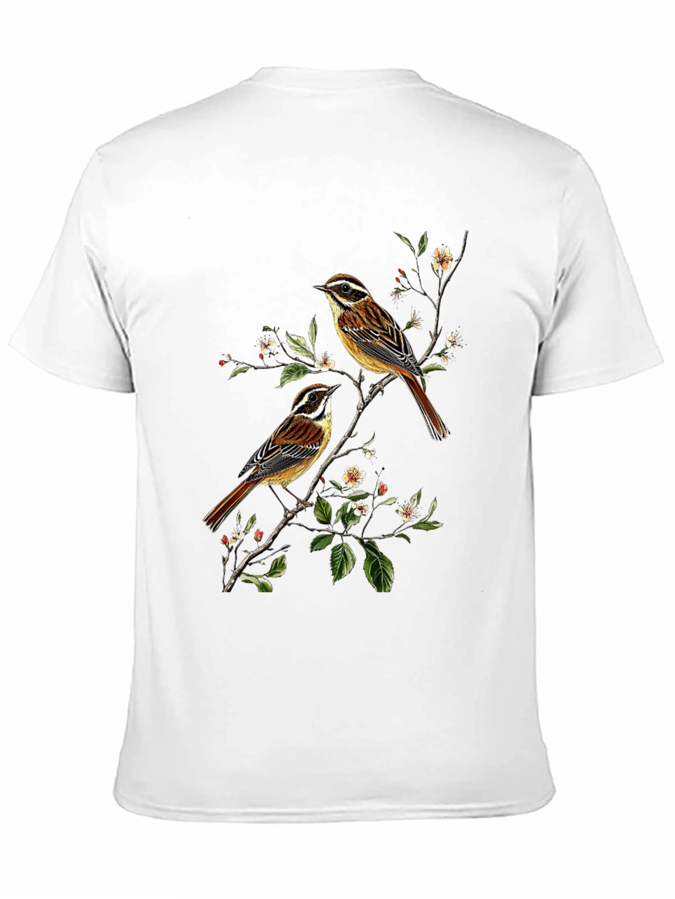 Birds on Branch Graphic Tee - Black Cotton Shirt