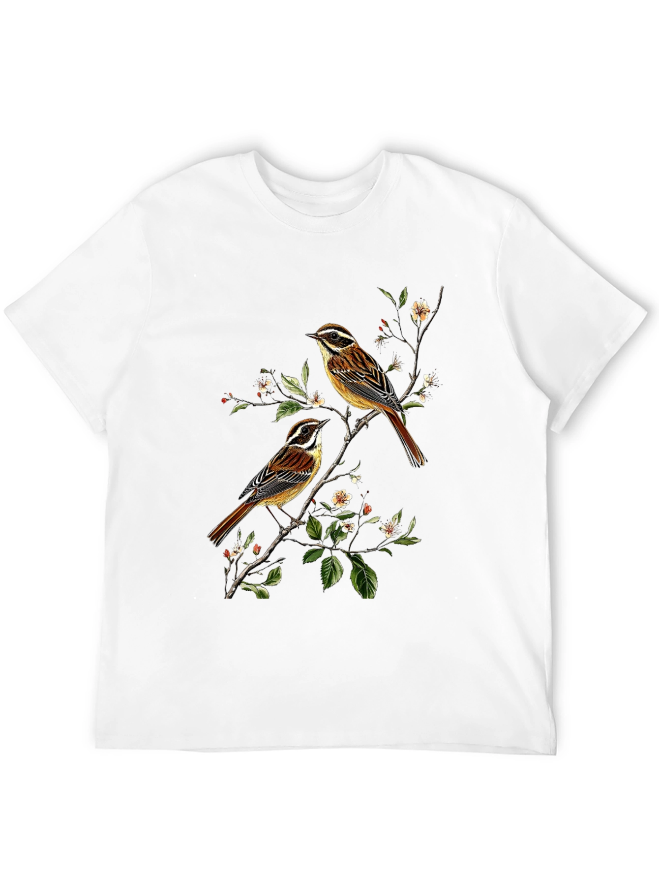 Birds on Branch Graphic Tee - Black Cotton Shirt