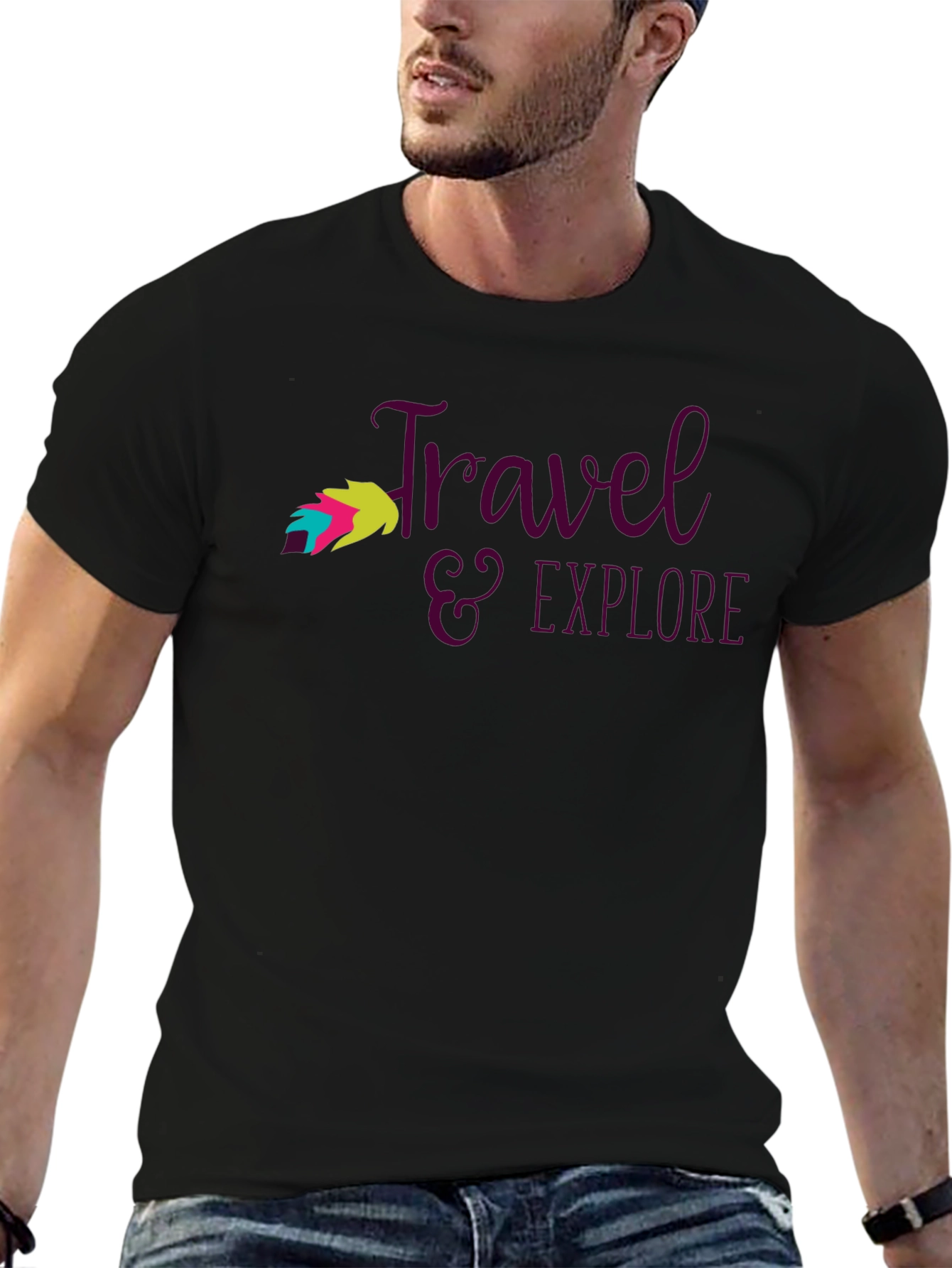 Travel & Explore Graphic Tee - Black