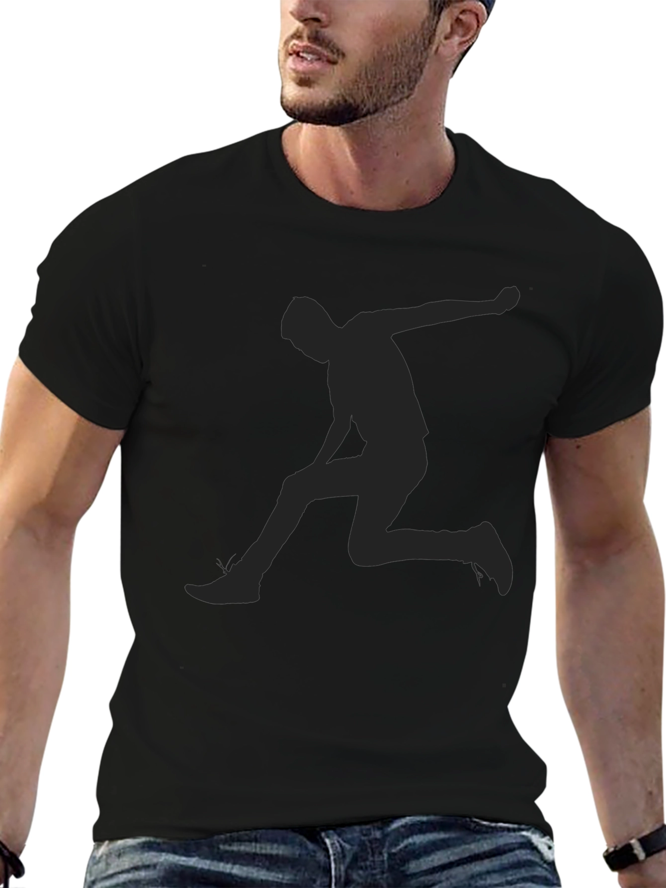 Black T-Shirt with Silhouette Design