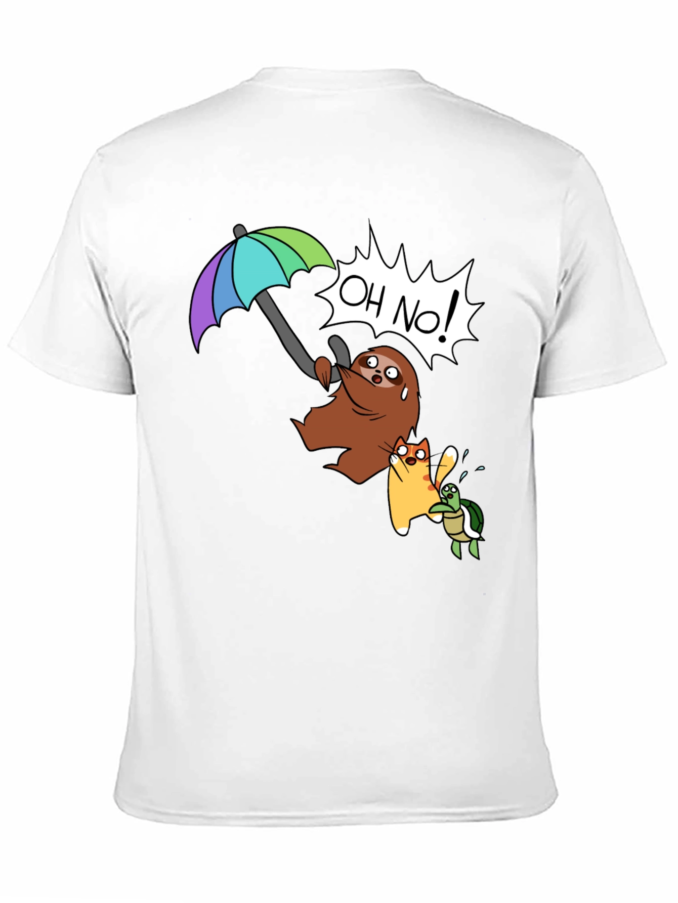 Cartoon Sloth Cat Turtle T-Shirt