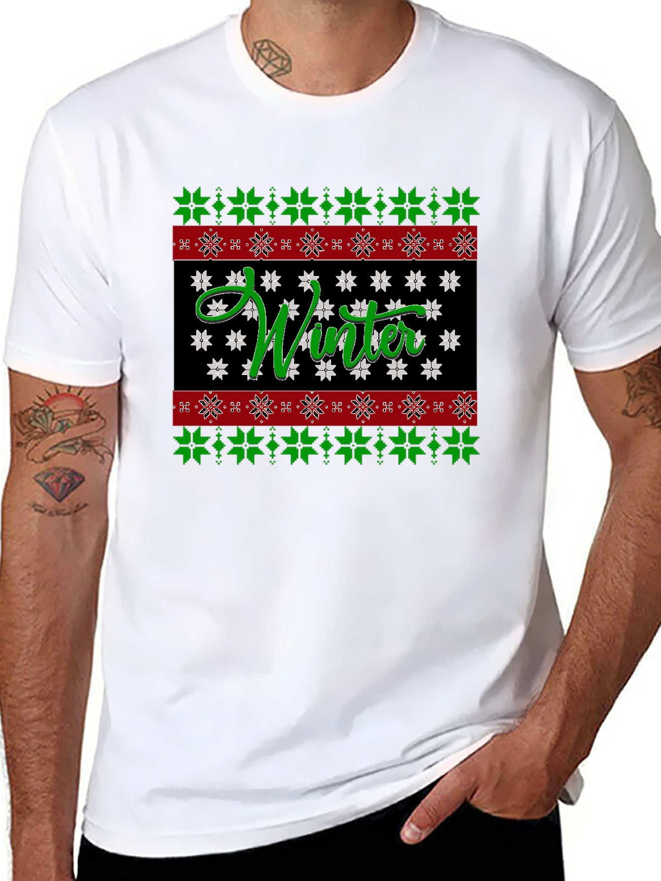 Winter Snowflake Pattern Holiday T-Shirt