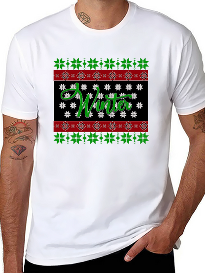Winter Snowflake Pattern Holiday T-Shirt