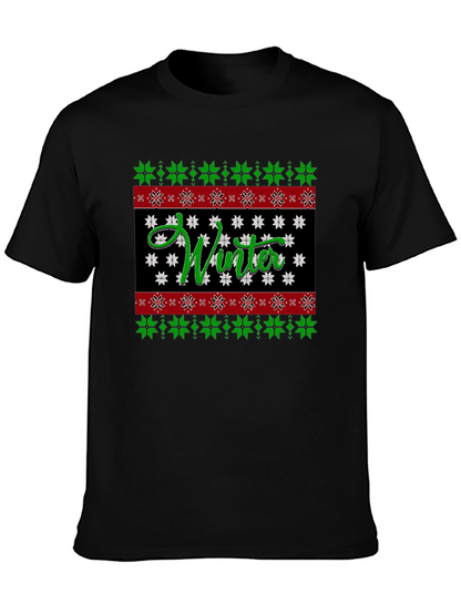 Winter Snowflake Pattern Holiday T-Shirt