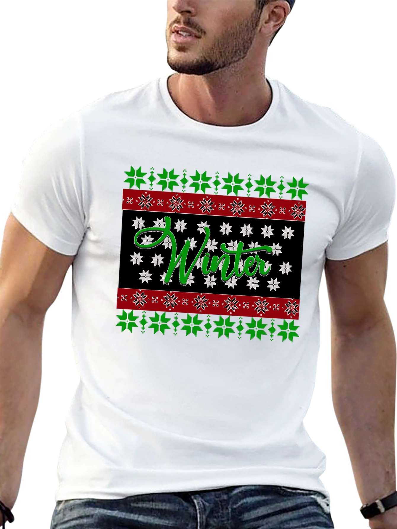 Winter Snowflake Pattern Holiday T-Shirt