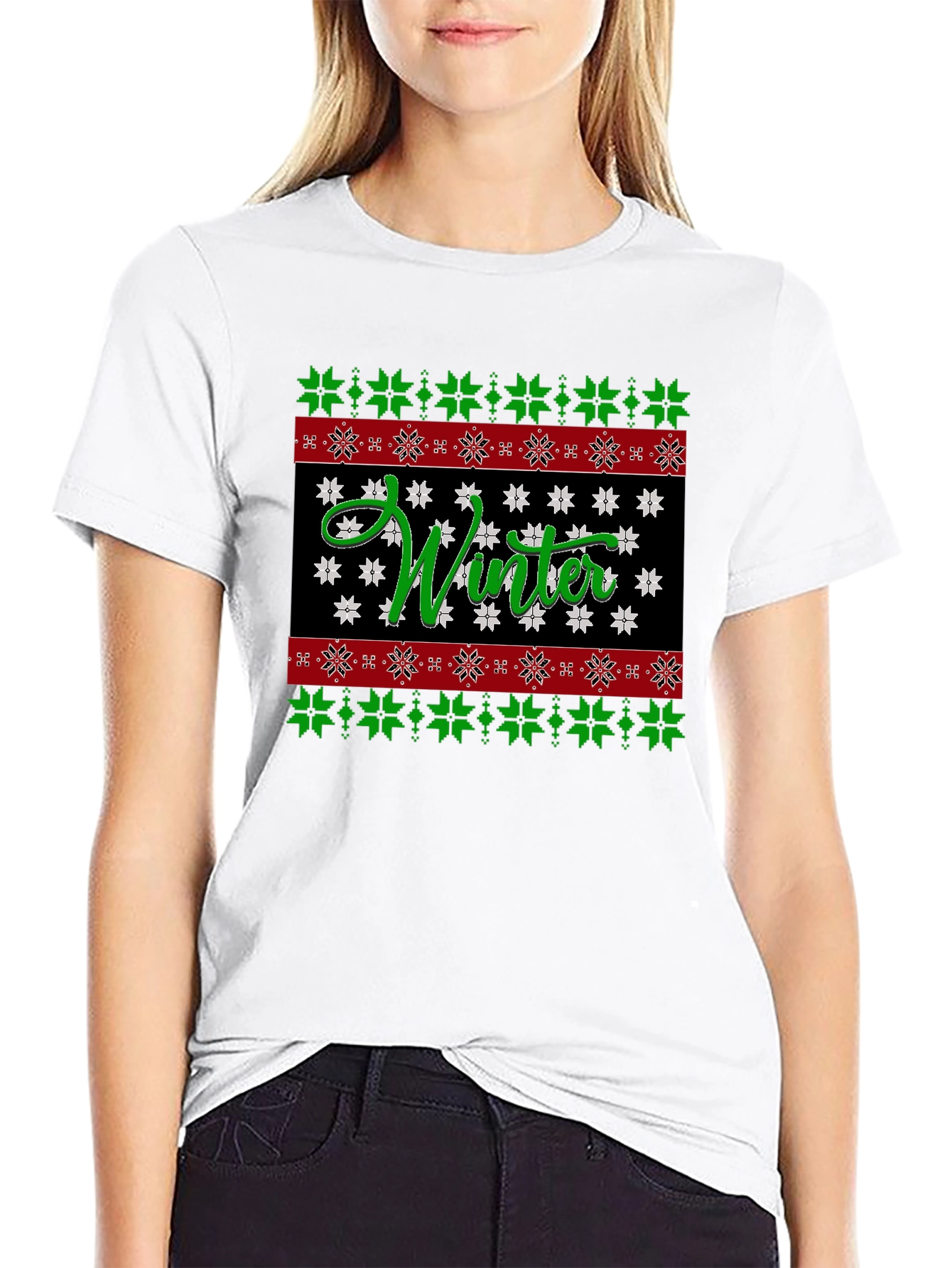 Winter Snowflake Pattern Holiday T-Shirt
