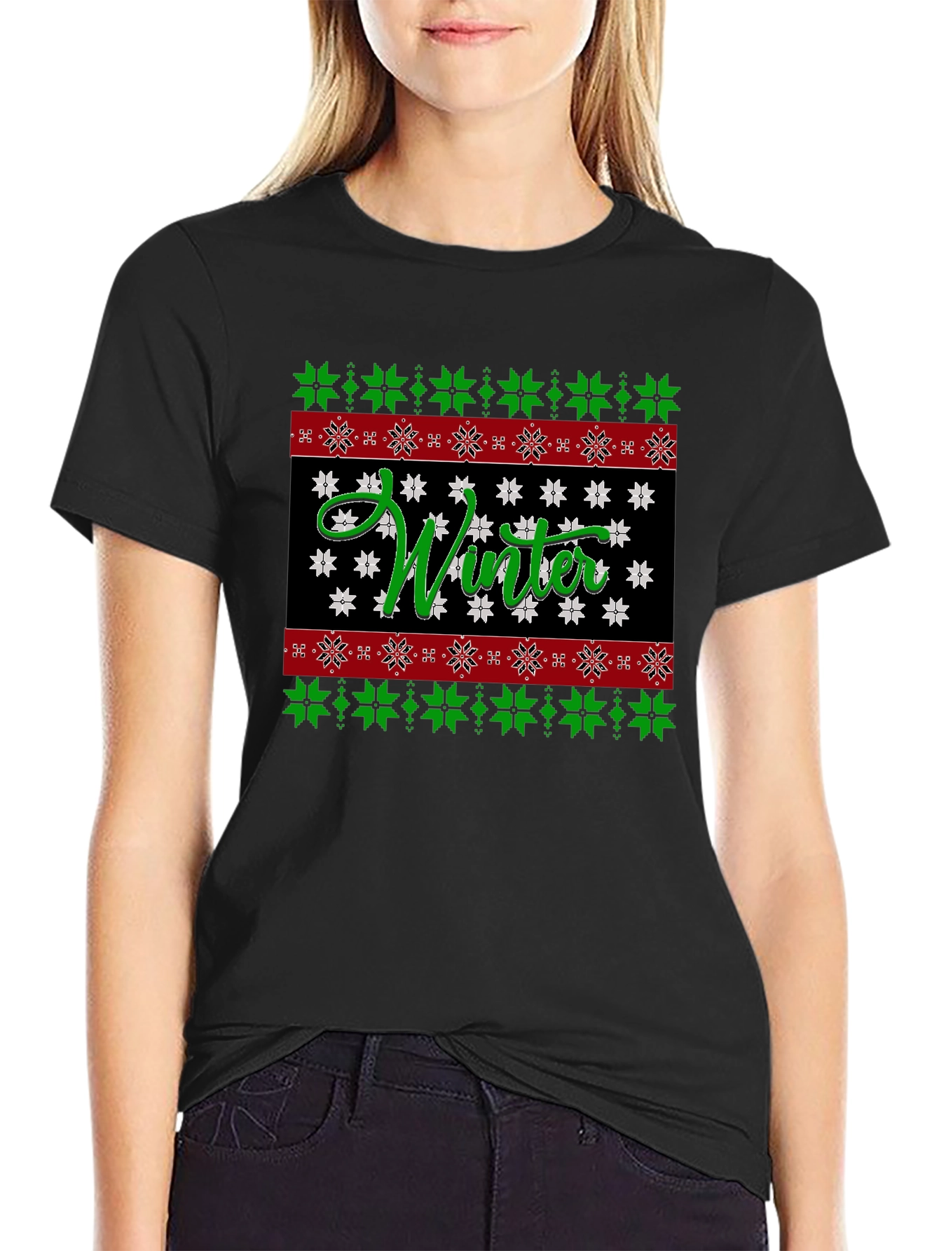 Winter Snowflake Pattern Holiday T-Shirt