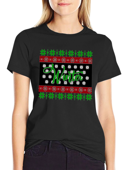 Winter Snowflake Pattern Holiday T-Shirt