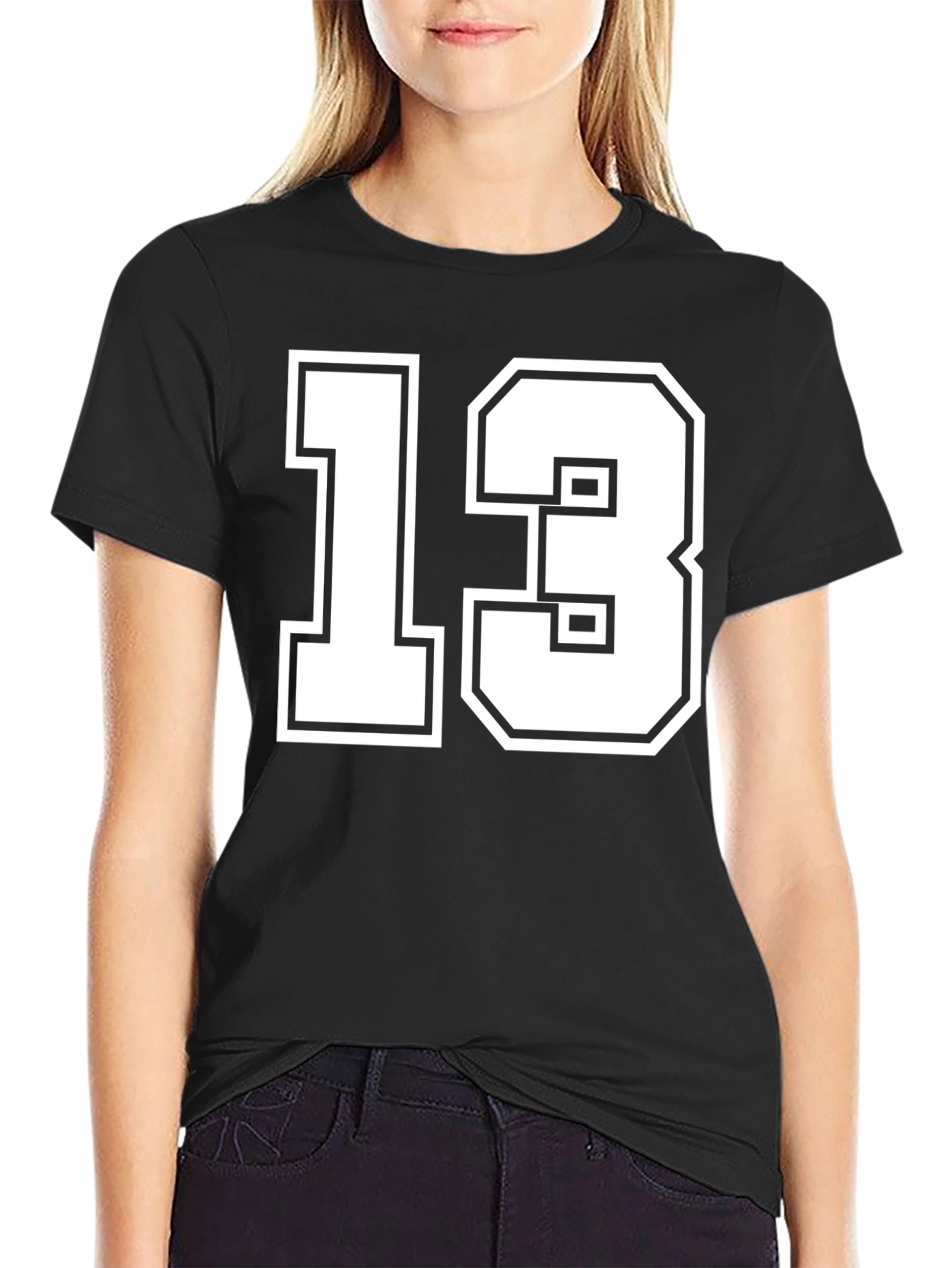 Lucky Number 13 Graphic Tee - Black Cotton T-Shirt
