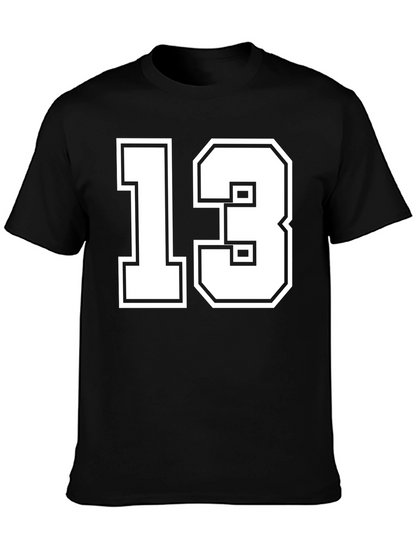 Lucky Number 13 Graphic Tee - Black Cotton T-Shirt