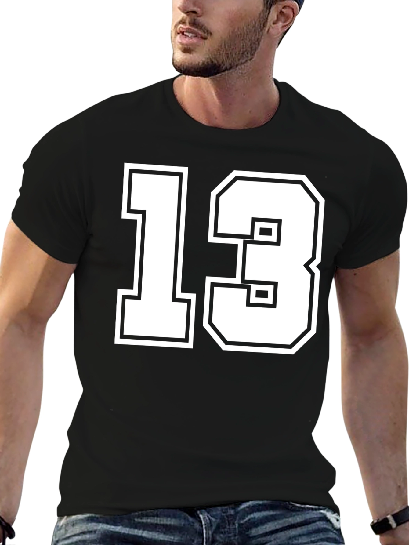 Lucky Number 13 Graphic Tee - Black Cotton T-Shirt