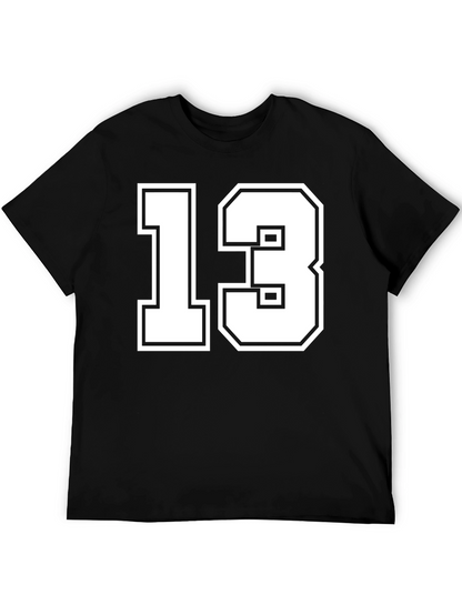 Lucky Number 13 Graphic Tee - Black Cotton T-Shirt
