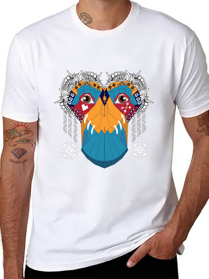 Abstract Geometric Monkey Face Graphic Tee