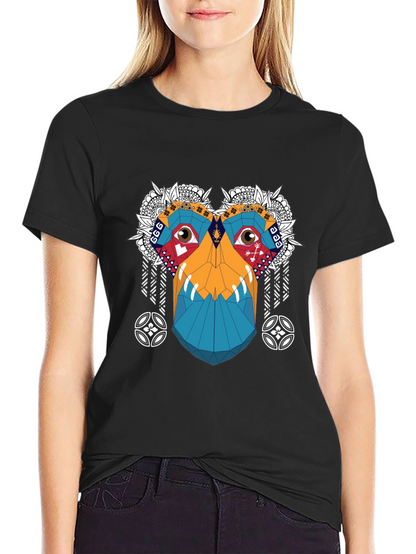 Abstract Geometric Monkey Face Graphic Tee