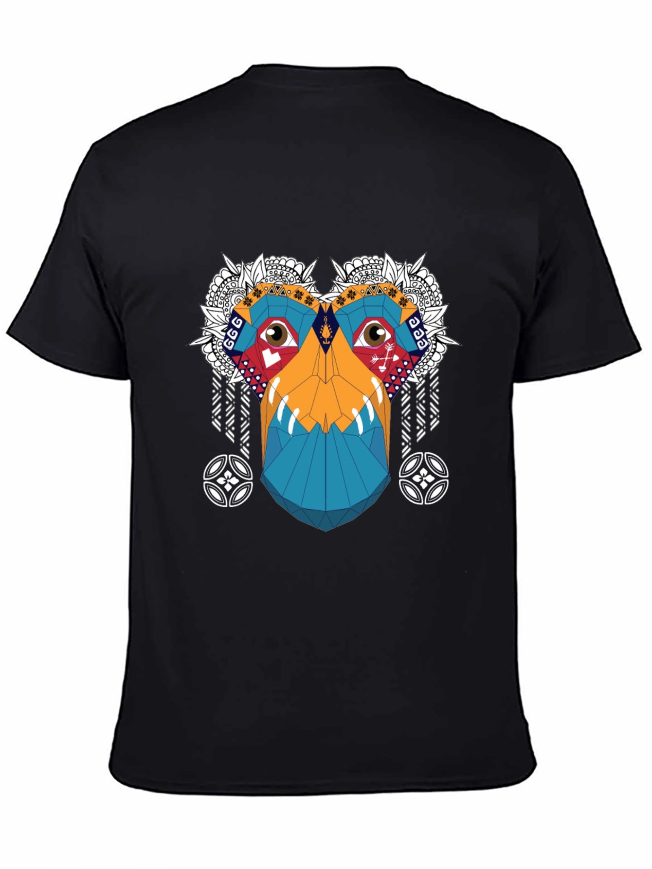 Abstract Geometric Monkey Face Graphic Tee