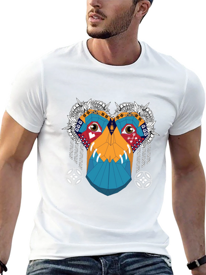 Abstract Geometric Monkey Face Graphic Tee