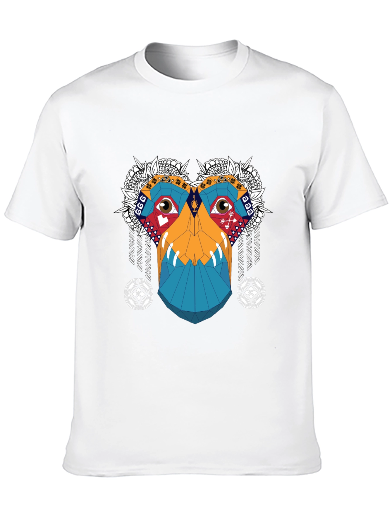Abstract Geometric Monkey Face Graphic Tee