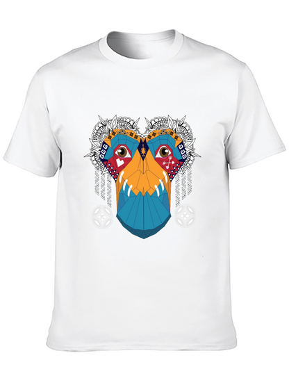 Abstract Geometric Monkey Face Graphic Tee