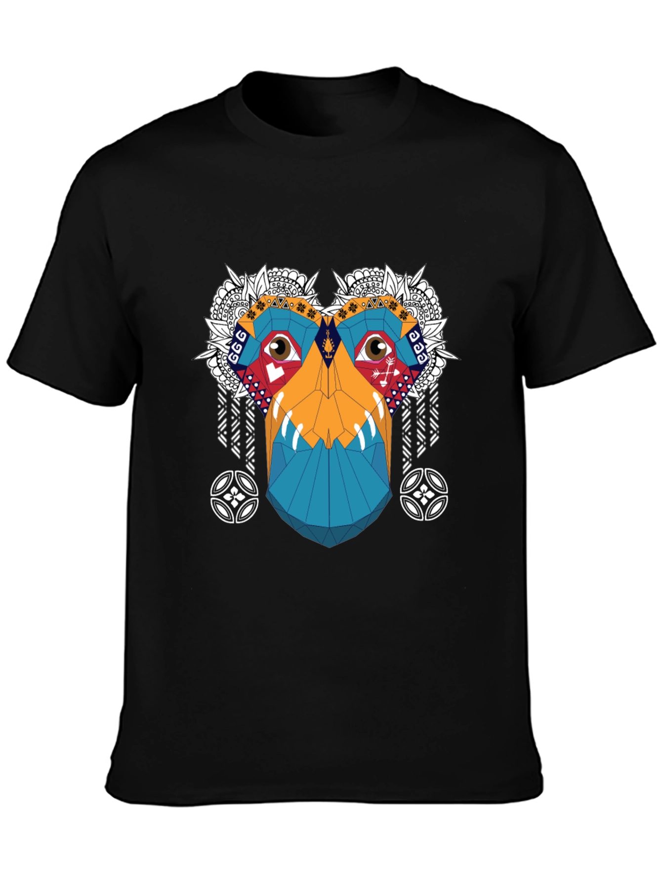 Abstract Geometric Monkey Face Graphic Tee