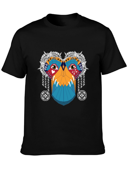 Abstract Geometric Monkey Face Graphic Tee