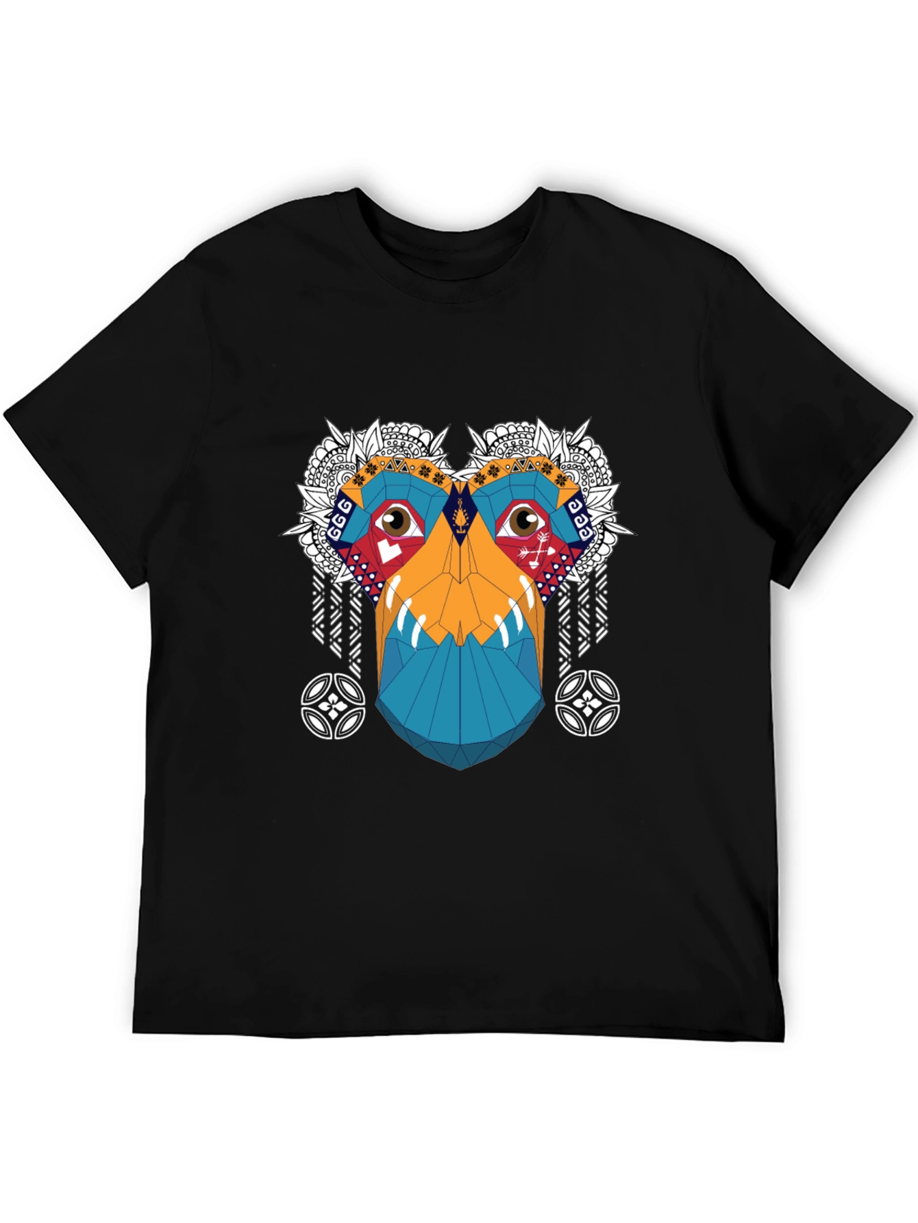 Abstract Geometric Monkey Face Graphic Tee