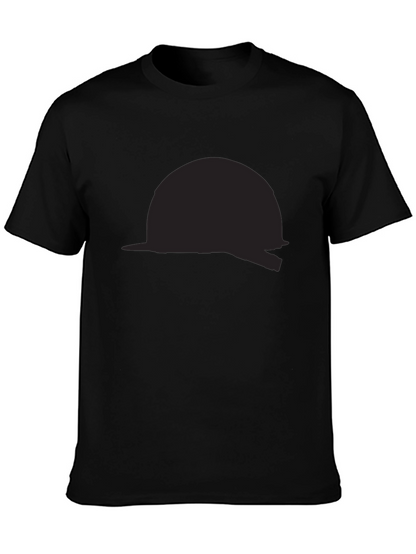 Black T-Shirt with Abstract Helmet Design