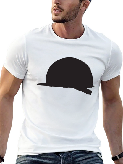 Black T-Shirt with Abstract Helmet Design