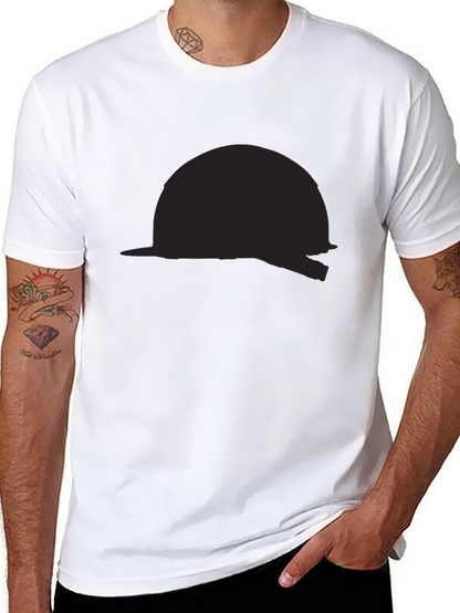 Black T-Shirt with Abstract Helmet Design