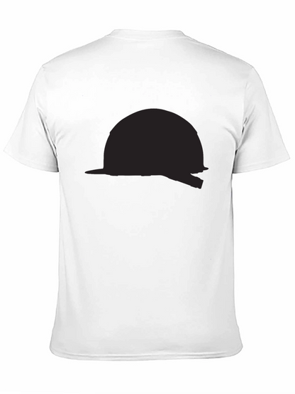 Black T-Shirt with Abstract Helmet Design