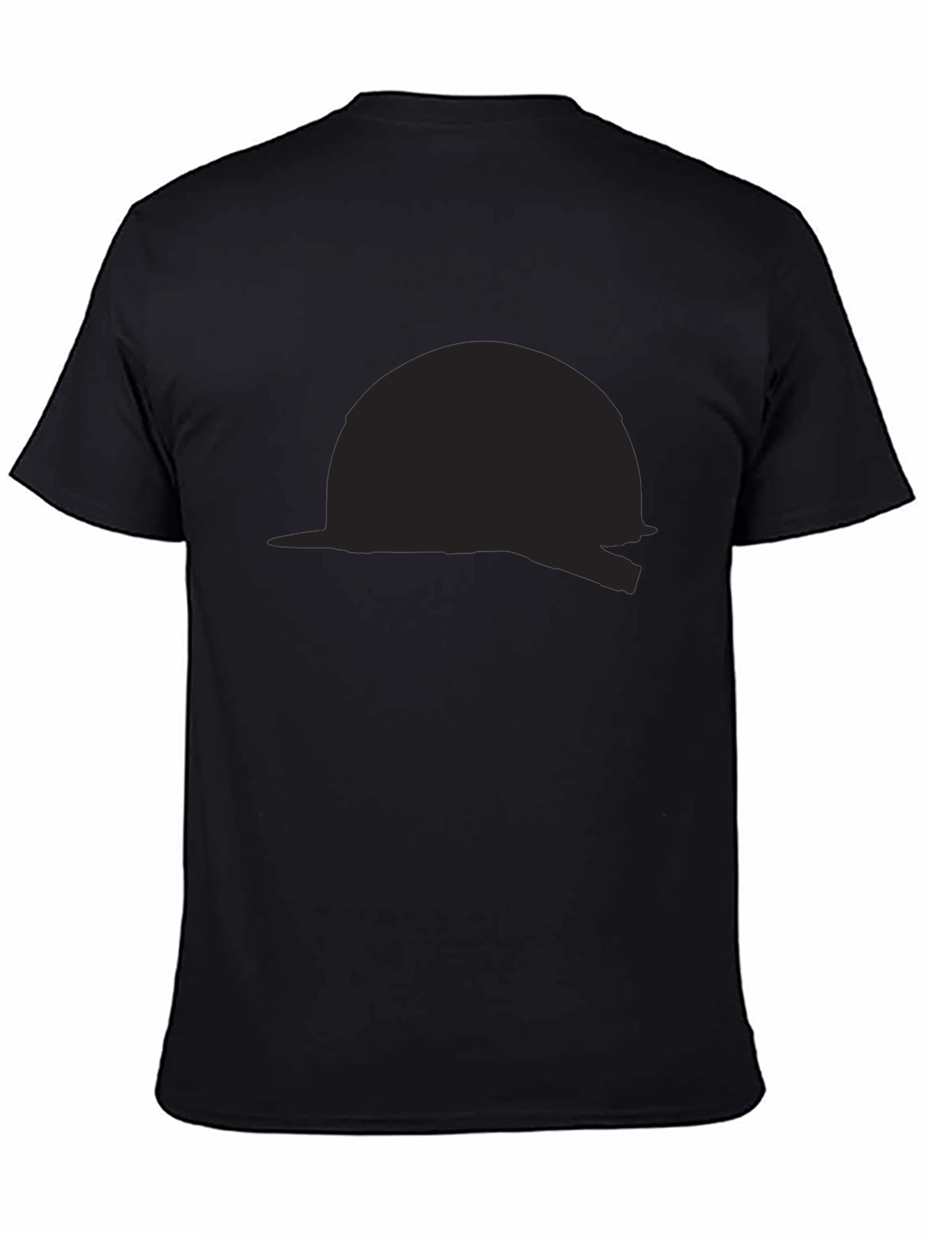 Black T-Shirt with Abstract Helmet Design