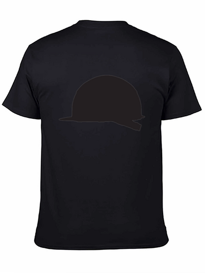 Black T-Shirt with Abstract Helmet Design