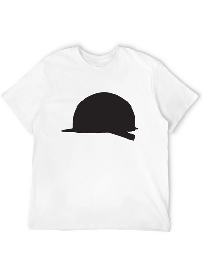 Black T-Shirt with Abstract Helmet Design