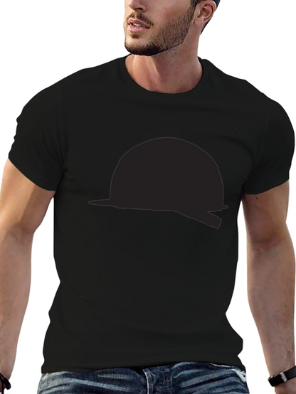Black T-Shirt with Abstract Helmet Design
