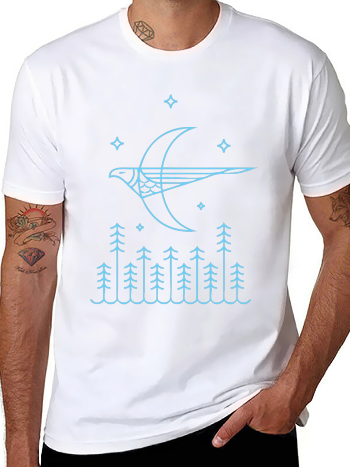 Stylized Bird & Forest Graphic Tee