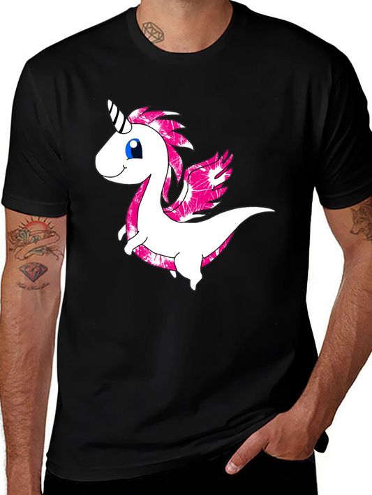 Unicorn Dino T-Shirt - Black Cotton Tee
