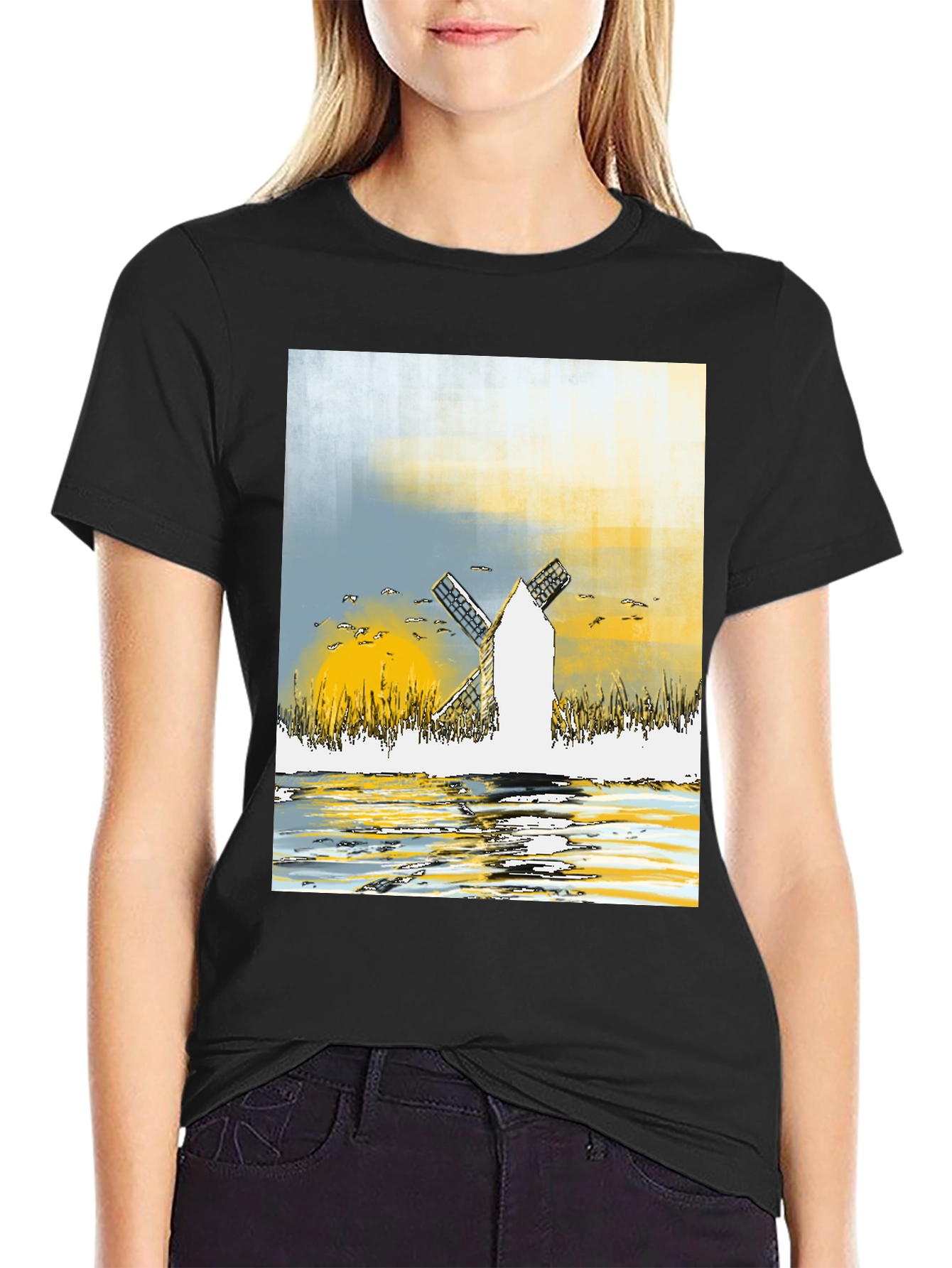 Windmill Graphic Tee - Artistic Design T-Shirt