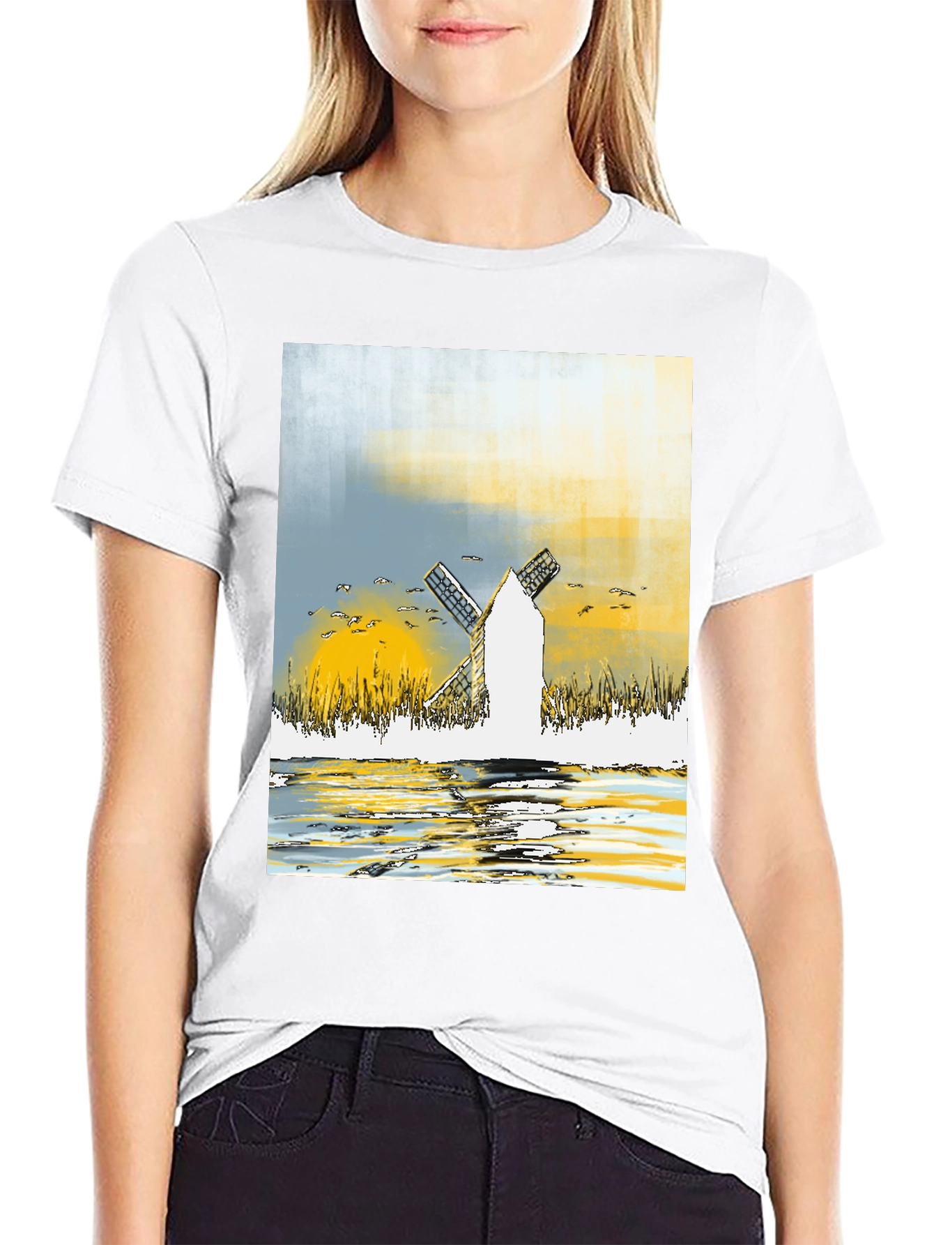 Windmill Graphic Tee - Artistic Design T-Shirt