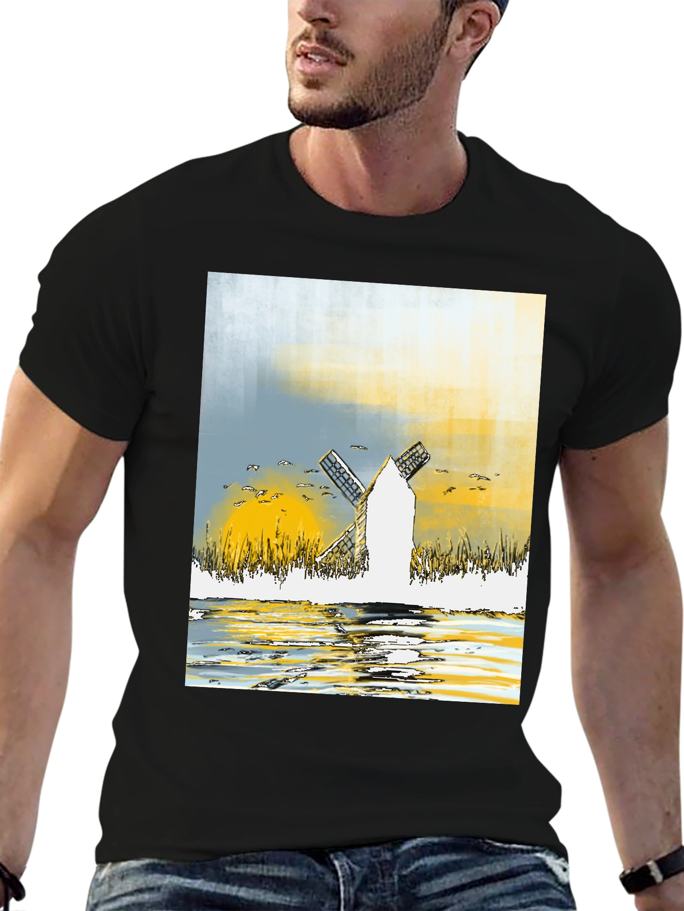Windmill Graphic Tee - Artistic Design T-Shirt