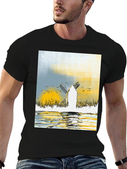 Windmill Graphic Tee - Artistic Design T-Shirt