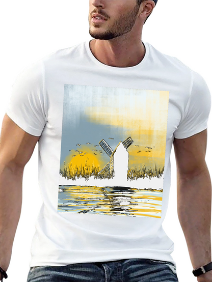 Windmill Graphic Tee - Artistic Design T-Shirt