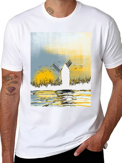 Windmill Graphic Tee - Artistic Design T-Shirt