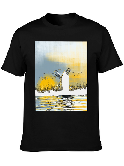 Windmill Graphic Tee - Artistic Design T-Shirt
