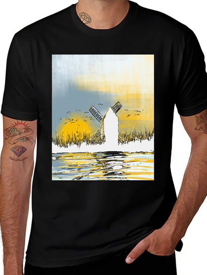 Windmill Graphic Tee - Artistic Design T-Shirt