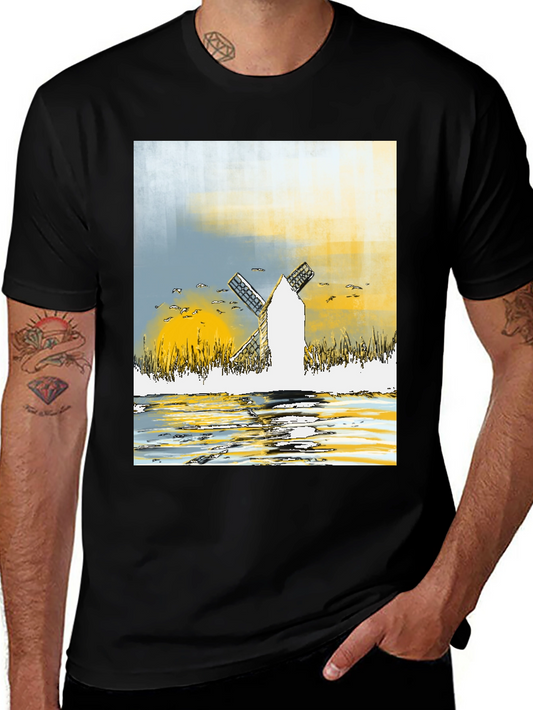 Windmill Graphic Tee - Artistic Design T-Shirt