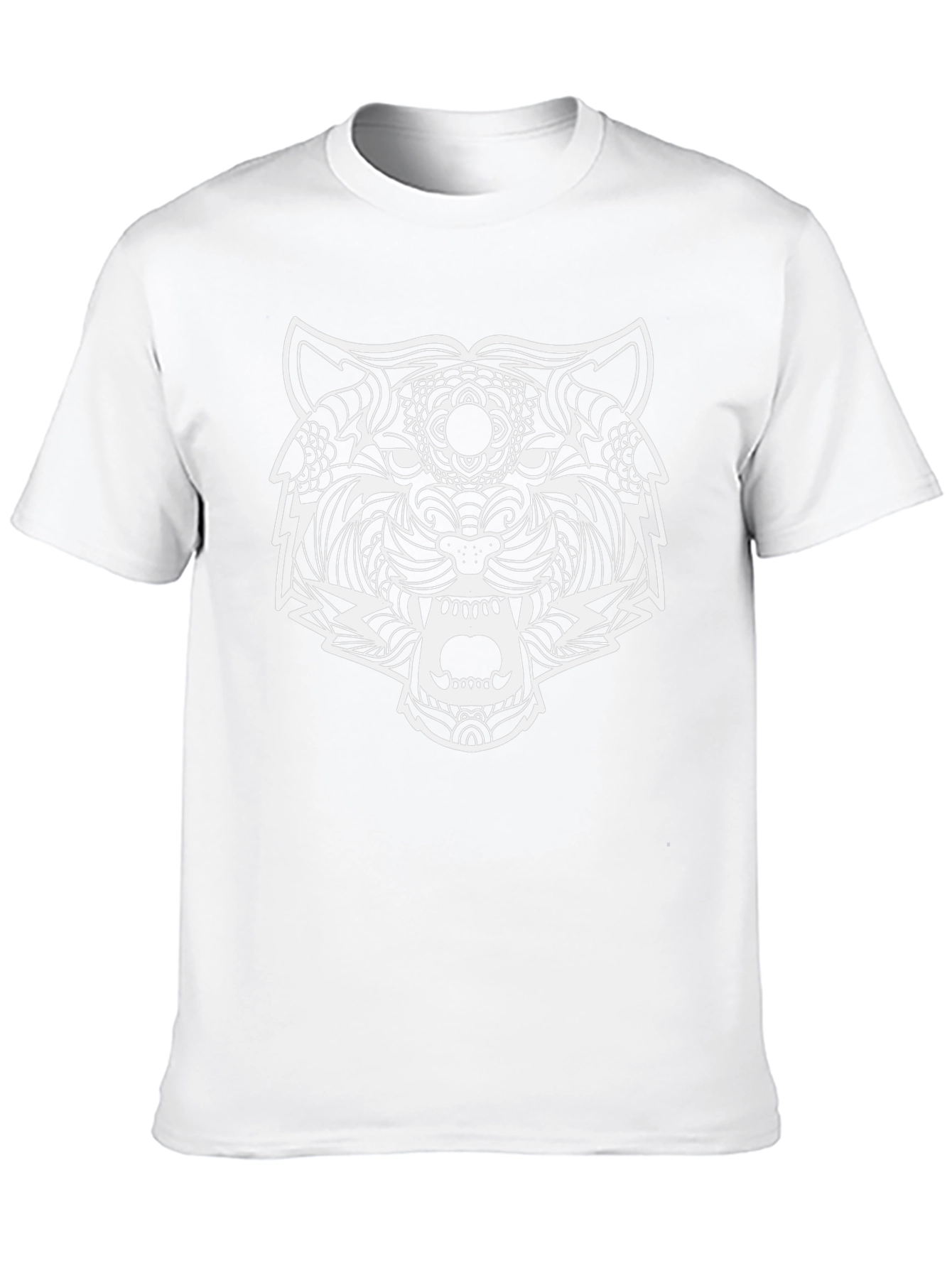 Black T-Shirt with Ornate Tiger Graphic