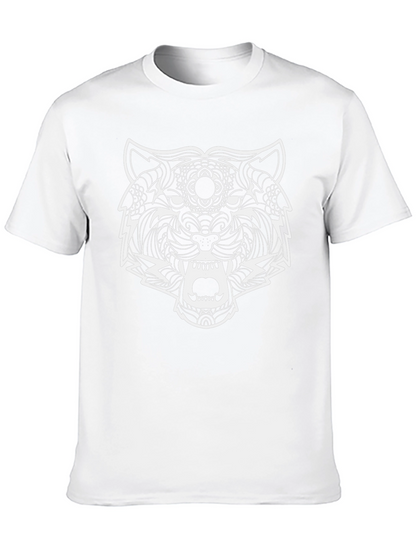 Black T-Shirt with Ornate Tiger Graphic