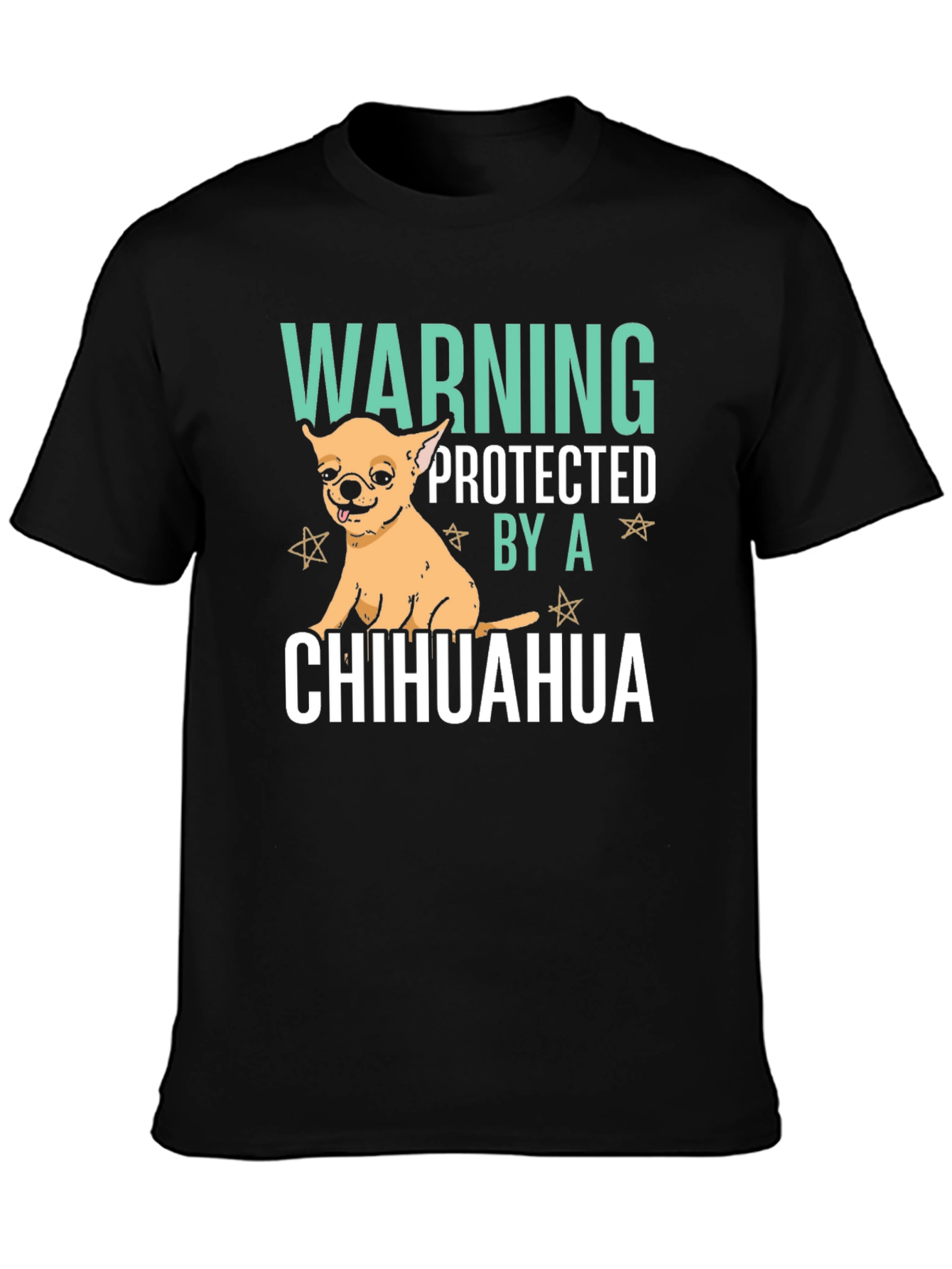 Warning Protected By A Chihuahua Graphic T-Shirt